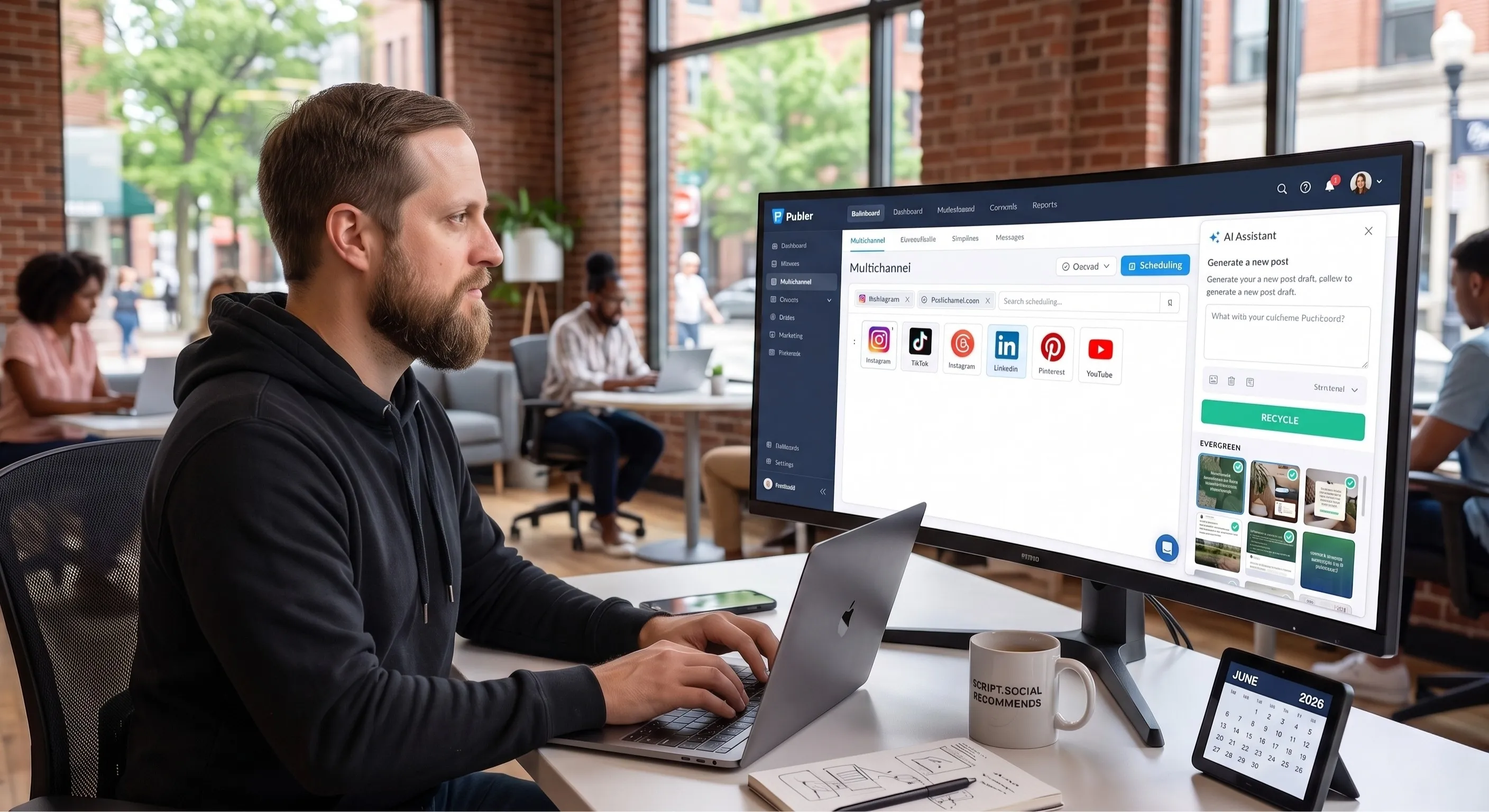 Overview of the Publer social media automation dashboard interface